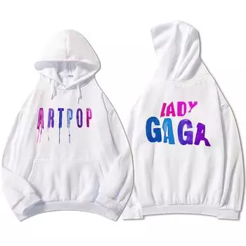 Уличная мужская одежда ARTPOP Толстовки с капюшоном Lady-Gaga Хип-хоп Зимние толстовки с капюшоном Графический принт Пуловеры Повседневная толстовка унисекс XS белый