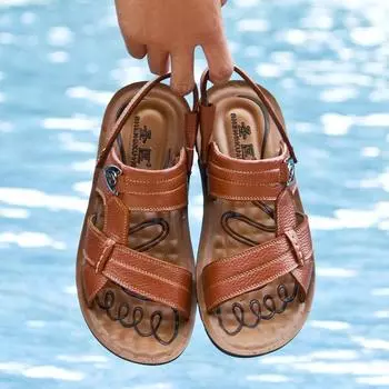 Уличная мужская пляжная обувь, сандалии, мужская модная повседневная обувь, летние дышащие нескользящие шлепанцы 38 чёрный