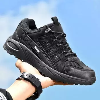Уличная мужская походная обувь, модные кроссовки для ходьбы, легкие дышащие кроссовки для скалолазания, амортизирующие нескользящие спортивные туфли 39 чёрный