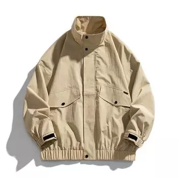 Уличная мужская ультратонкая двухслойная солнцезащитная куртка, однотонная молодежная брендовая твердая куртка в стиле ретро M абрикосовый