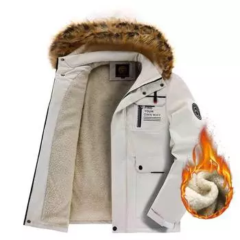 Уличная мужская утепленная повседневная куртка Parker Coat, теплая куртка для осени и зимы, мужская куртка M белый
