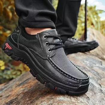 Уличная мужская весенне-осенняя обувь большого размера из натуральной кожи, спортивная мужская деловая повседневная кожаная обувь с мягкой нескользящей подошвой 38