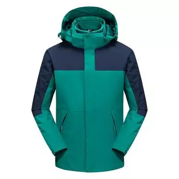 Уличная мужская зимняя штурмовая одежда с флисовой подкладкой, водонепроницаемая ветрозащитная куртка из двух частей «три в одном» XL зелёный