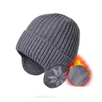 Уличная мужская зимняя вязаная шапка, плюшевая, теплая, кепка с ушами, повседневная, с подкладкой из искусственного меха, для защиты ушей при езде на велосипеде темно-синий