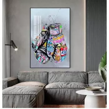 Уличная настенная художественная картина для гостиной, домашний декор, боксерские перчатки, граффити, художественные постеры и принты на стене, холст, живопись 30x45cm No Frame