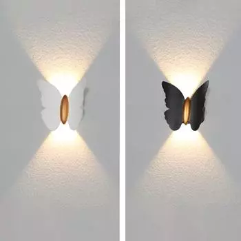 Уличная настенная лампа бра водонепроницаемая для прохода, коридора, лестницы, современные наружные светодиодные настенные светильники-бабочки IP65 Warm White (2700-3500K) белый
