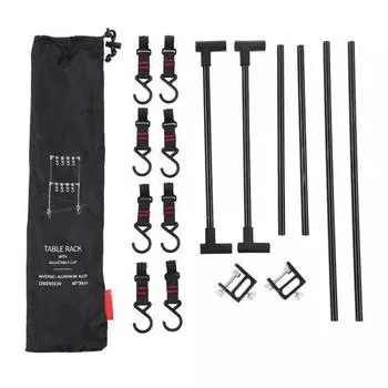 Уличная настольная стойка для хранения вещей, многофункциональная, сверхлегкая, портативная настольная полка с регулируемыми походными крючками