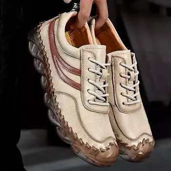 Уличная нескользящая кожаная универсальная повседневная обувь для мужчин, классическая, модная и идеальная для прогулок, работы и путешествий, стильная и удобная US 5(EUR 38) абрикосовый