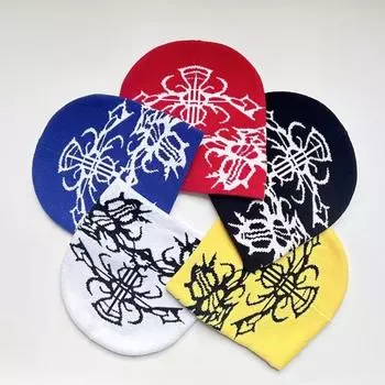 Уличная новая модная вязаная шапка с этническим узором, теплая шерстяная шапка для мужчин и женщин, модная теплая холодная шапка M56-58cm чёрный