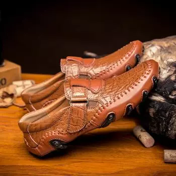 Уличная обувь для мужчин, повседневная кожаная обувь, мужские классические лоферы без шнуровки, удобные мужские кроссовки в британском стиле 38 чёрный