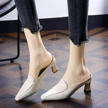 Уличная обувь для женщин, высокие сандалии с острым носком, женские тапочки, Vip, натуральная кожа, высокое качество, нормальный тренд 2024 года, повседневный 35