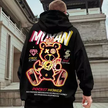 Уличная одежда, большие толстовки с капюшоном, мужская футболка с капюшоном, свободная модная большая одежда M