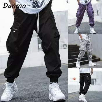 Уличная одежда Брюки-карго в стиле хип-хоп Мужские брюки-карго Брюки-харун на шнуровке Брюки для бега Мужские повседневные свободные брюки размера плюс XXXL чёрный