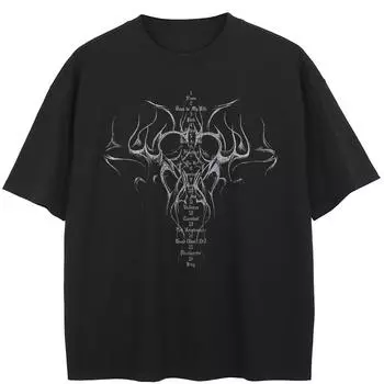 Уличная одежда, черная футболка с графическим рисунком, хлопковые топы унисекс, футболки, летняя футболка с короткими рукавами M чёрный