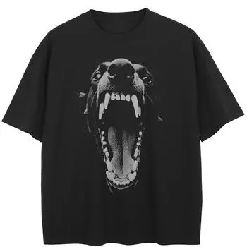 Уличная одежда Черная пантера Графический черный Футболка Хлопок Унисекс Топы Футболки Летняя футболка с короткими рукавами M чёрный