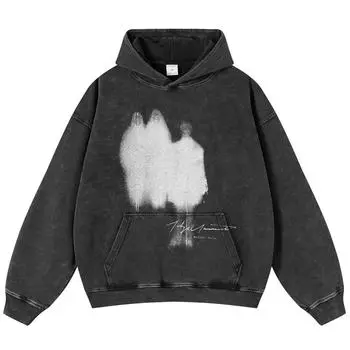 Уличная одежда Crowd Shadow Graphic Unisex Washed Black Oversized Толстовка унисекс с длинными рукавами S чёрный