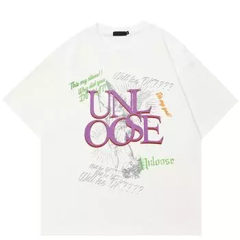 Уличная одежда Футболка с абстрактным рисунком Хлопковая футболка Унисекс Топы Футболки Футболка с короткими рукавами M белый