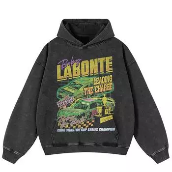 Уличная одежда Гоночный автомобиль Абстрактная графика Выстиранный черный большой унисекс толстовка Y2K S чёрный