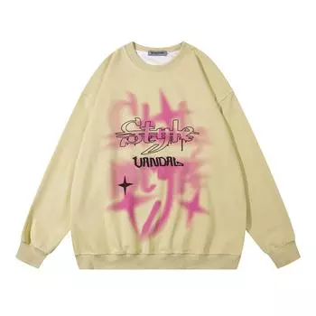 Уличная одежда Графические буквы Унисекс Топы Пуловер S чёрный