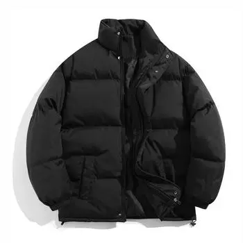 Уличная одежда Harajuku теплая мужская зимняя куртка однотонная водонепроницаемая повседневная стойка воротник зимнее мужское пальто M