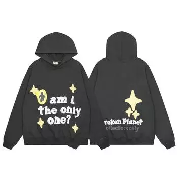 Уличная одежда Модный поиск Universe Balance Foam Printing Hooded Pullovers для мужчин и женщин Мешковатые толстовки с капюшоном Свободный крой S