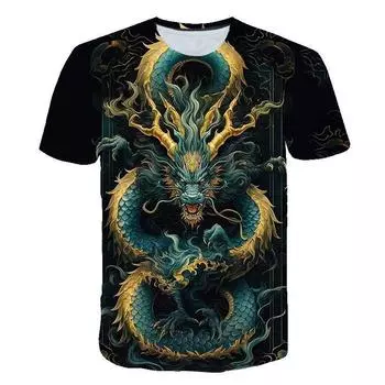 Уличная одежда, мужские футболки серии Dragon 3D, повседневная одежда, мужская футболка с животными, летние футболки с короткими рукавами и принтом