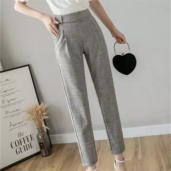 Уличная одежда OL, офисные летние брюки с высокой талией, женские капри из хлопка и льна, брюки для женщин, мешковатые шаровары, женские брюки S чёрный