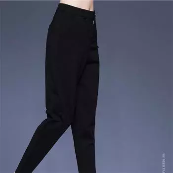 Уличная одежда, осенние свободные черные офисные женские брюки, женские шаровары с высокой талией, капри для женщин, брюки женские M
