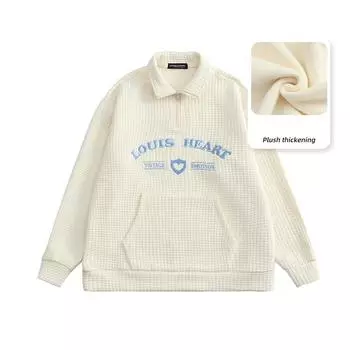 Уличная одежда Плюшевые утолщенные теплые рубашки поло с принтом S белый