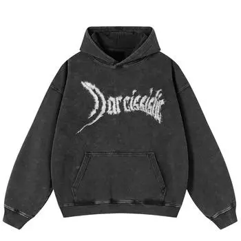 Уличная одежда Ретро-графика с буквами, черная, свободная, унисекс, толстовка Y2K S чёрный