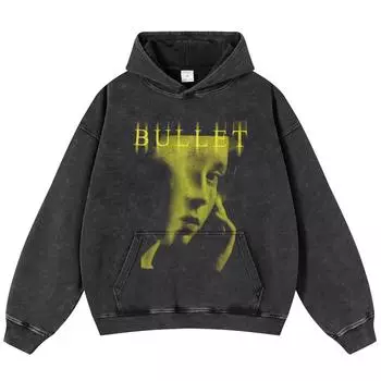 Уличная одежда с принтом на половину лица, черная, свободная, унисекс, толстовка Y2K S чёрный