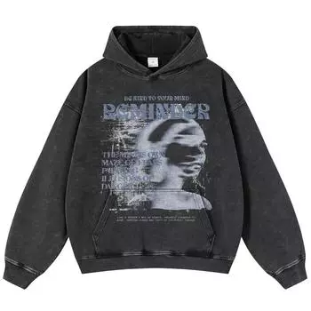 Уличная одежда с принтом на половину лица, черная, свободная, унисекс, толстовка Y2K S чёрный