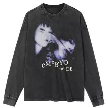 Уличная одежда Смешная графика Стираная черная футболка Хлопок унисекс Топы Футболки Большие размеры Длинная футболка S чёрный