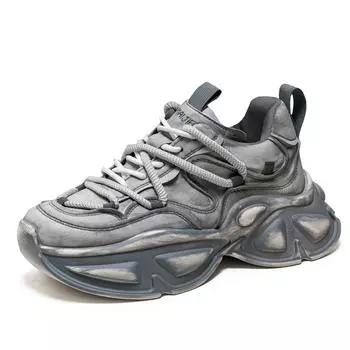 Уличная одежда состаренные папины туфли мужские весенние ретро универсальные толстые подошвы спортивная обувь нишевый дизайн модные ins повседневная обувь 39 чёрный