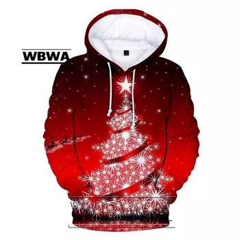 Уличная одежда, толстовки с Рождеством для мужчин и женщин, толстовки с 3D Санта-Клаусом, толстовки с капюшоном S