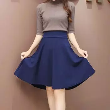 Уличная одежда, юбки, женская юбка средней длины до колена, женская юбка с эластичной резинкой на талии, гладкая ткань, юбка с высокой талией 5 см M вино красного