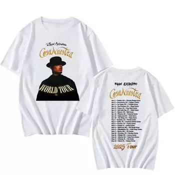 Уличная одежда унисекс Rauw Alejandro Coca Nuestra World Tour Футболки хлопковые футболки с коротким рукавом и круглым вырезом Повседневные мужские футболки XS