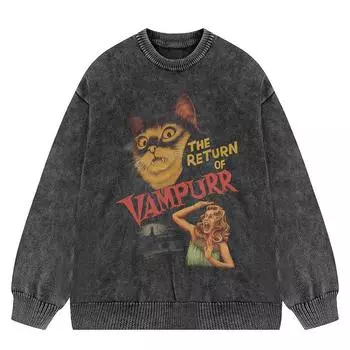 Уличная одежда VAMPURR Washed Black Y2K Knitted Sweater M чёрный