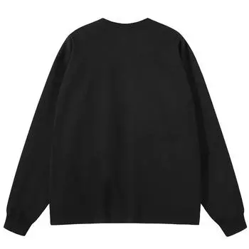 Уличная одежда Японская мультяшная графика Черная футболка Хлопок унисекс Топы Футболки Футболка с длинными рукавами M чёрный
