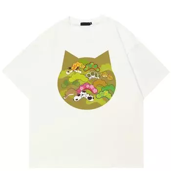 Уличная одежда Забавный кот унисекс футболка хлопковая футболка унисекс топы футболки летние короткие рукава футболка S белый