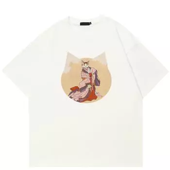 Уличная одежда Забавный кот унисекс футболка хлопковая футболка унисекс топы футболки летние короткие рукава футболка S белый