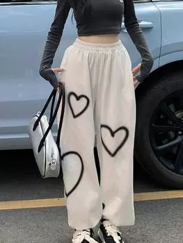 Уличная одежда, женские брюки в стиле хип-хоп, большие женские спортивные штаны с высокой талией, летние шикарные корейские женские брюки в стиле Харадзюку S хаки