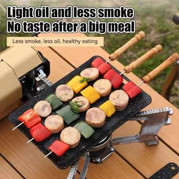 Уличная одинарная сковорода креативная квадратная мини-сковорода для барбекю японская переносная сковорода с антипригарным покрытием маленькая сковорода-гриль железная пластина для барбекю чёрный