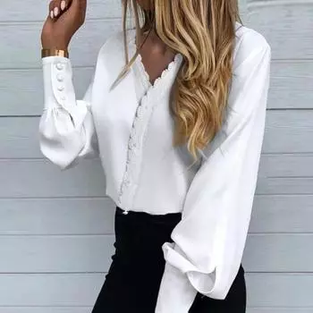 Уличная однобортная рубашка с цветочным принтом большого размера, кружевная лоскутная блузка