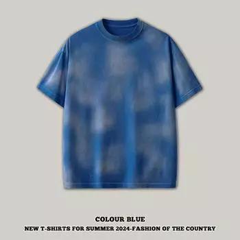 Уличная однотонная футболка унисекс серии Dopamine, хлопковая стираная футболка, топы унисекс, футболки, летняя футболка с короткими рукавами S синий