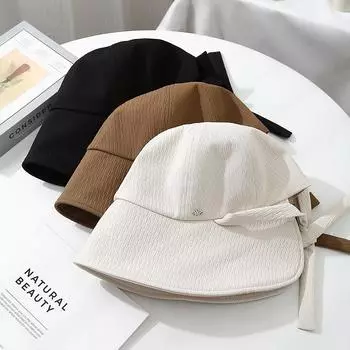 Уличная однотонная шляпа рыбака на осень и зиму, детская шляпа для маленького лица, белая шляпа для таза, повседневная, универсальная, модная, солнцезащитная, прилив M56-58cm чёрный