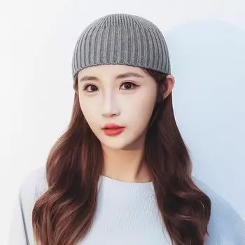 Уличная однотонная вязаная шапка, эластичная без полей, шапка-бини «дыня», теплая, винтажная куполообразная шляпа, зимняя