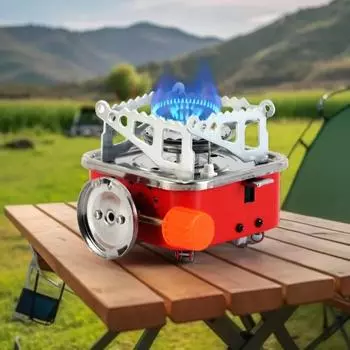 Уличная переносная печь Lotus, ветрозащитная складная небольшая квадратная печь из железа и углеродистой стали, герметичный газовый клапан для кемпинга