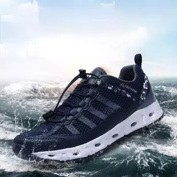 Уличная походная обувь, мужские треккинговые дышащие сетчатые кроссовки для ходьбы по течению, женская повседневная прогулочная обувь унисекс 36 чёрный