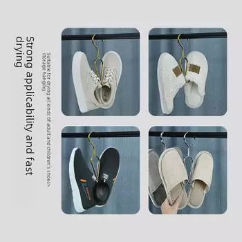 Уличная полка для обуви из нержавеющей стали с крючками для тапочек и ветрозащитной, немагнитной сушкой.